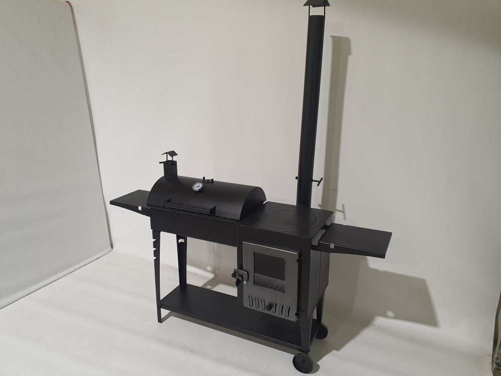 Stove/grill/smokehouse set with glass door D45cm - 3mm