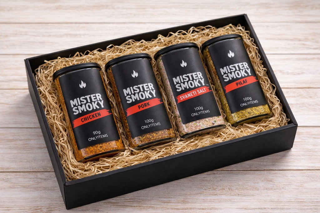 BBQ Spice Gift Set – Chicken, Pork, Svaneti Salt & Pilaf Seasoning, Gift for Him